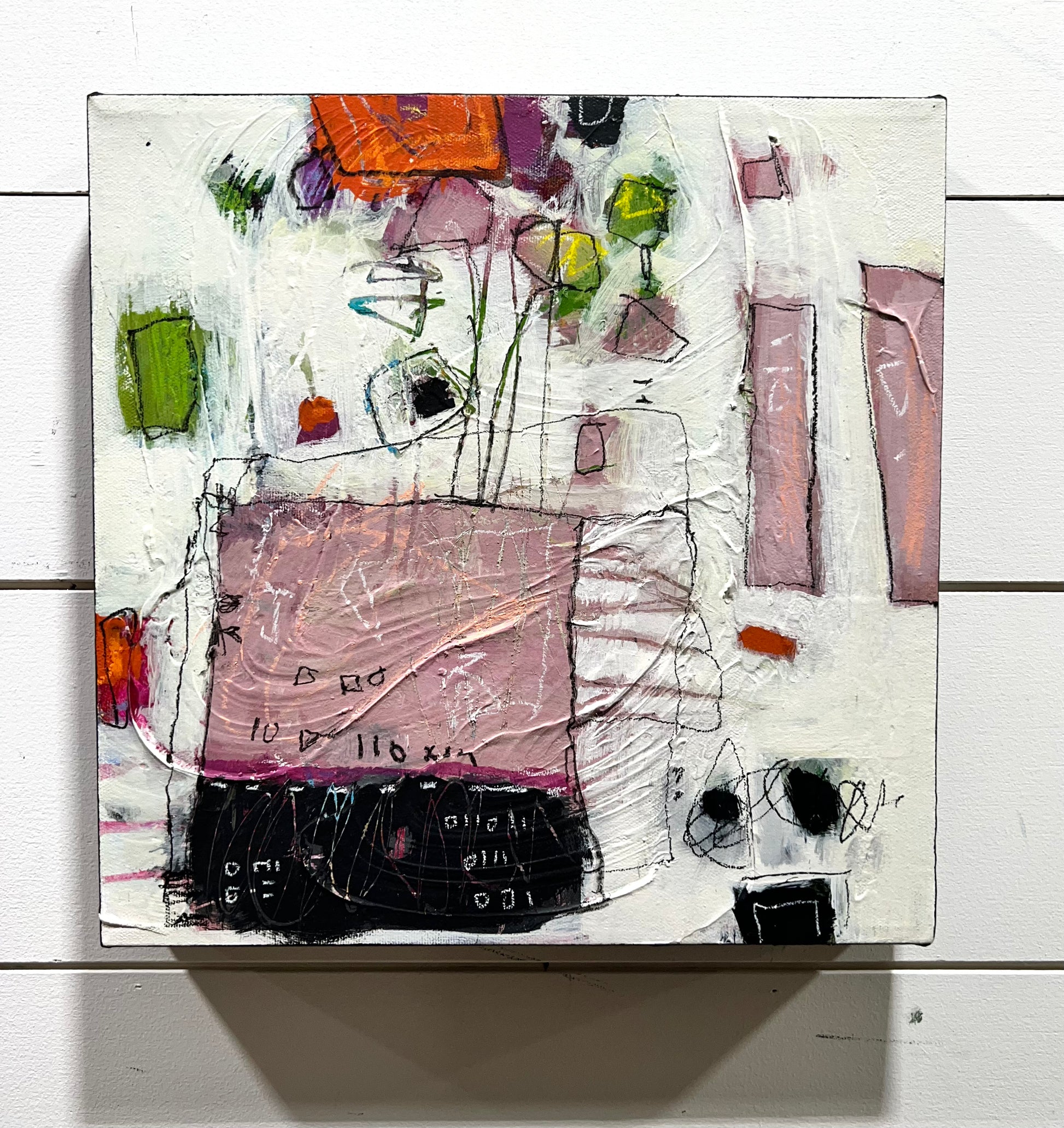 pink abstract painting 12x12 acrylic on canvas lori mirabelli abstract art toronto