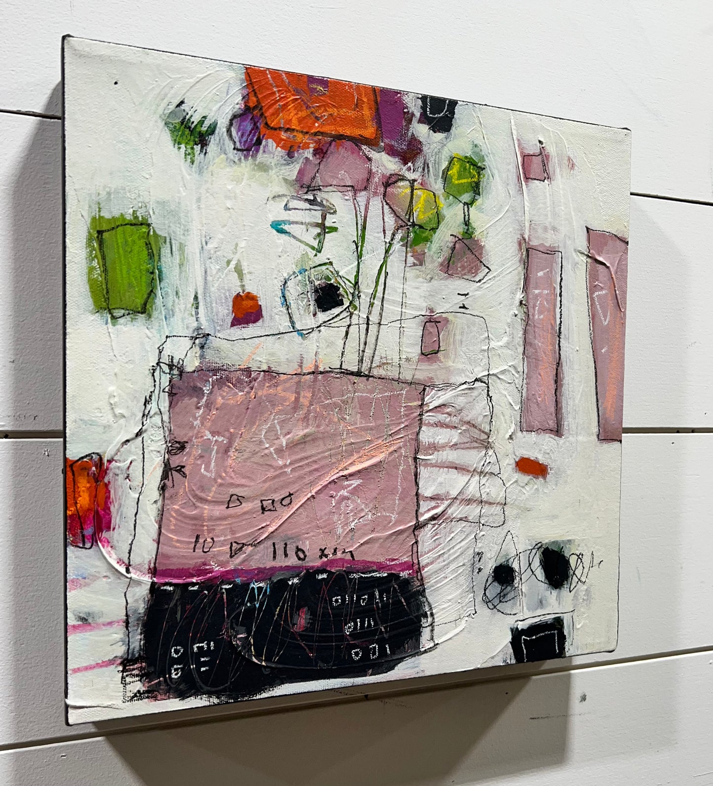 pink abstract painting 12x12 acrylic on canvas lori mirabelli abstract art toronto