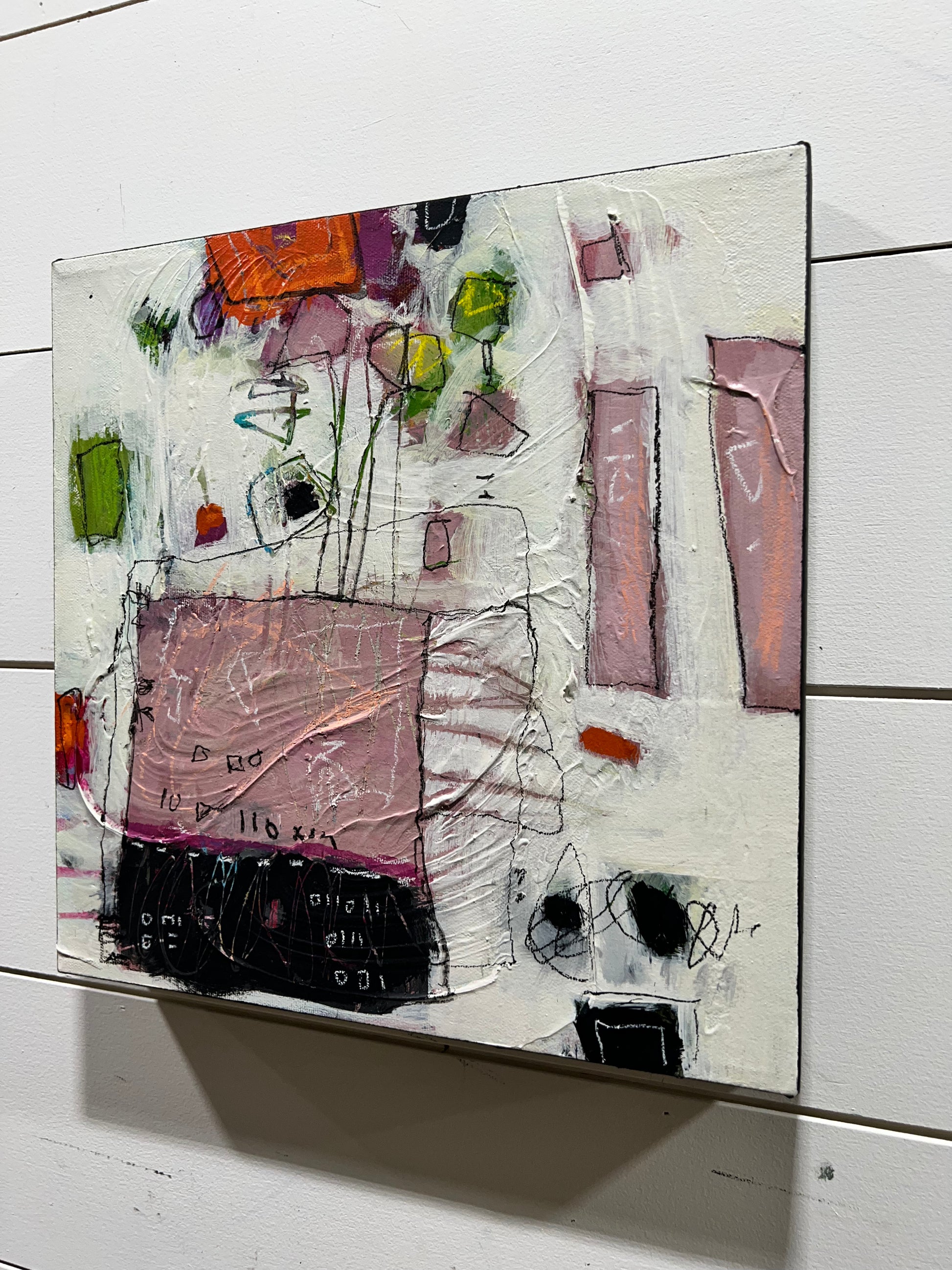 pink abstract painting 12x12 acrylic on canvas lori mirabelli abstract art toronto