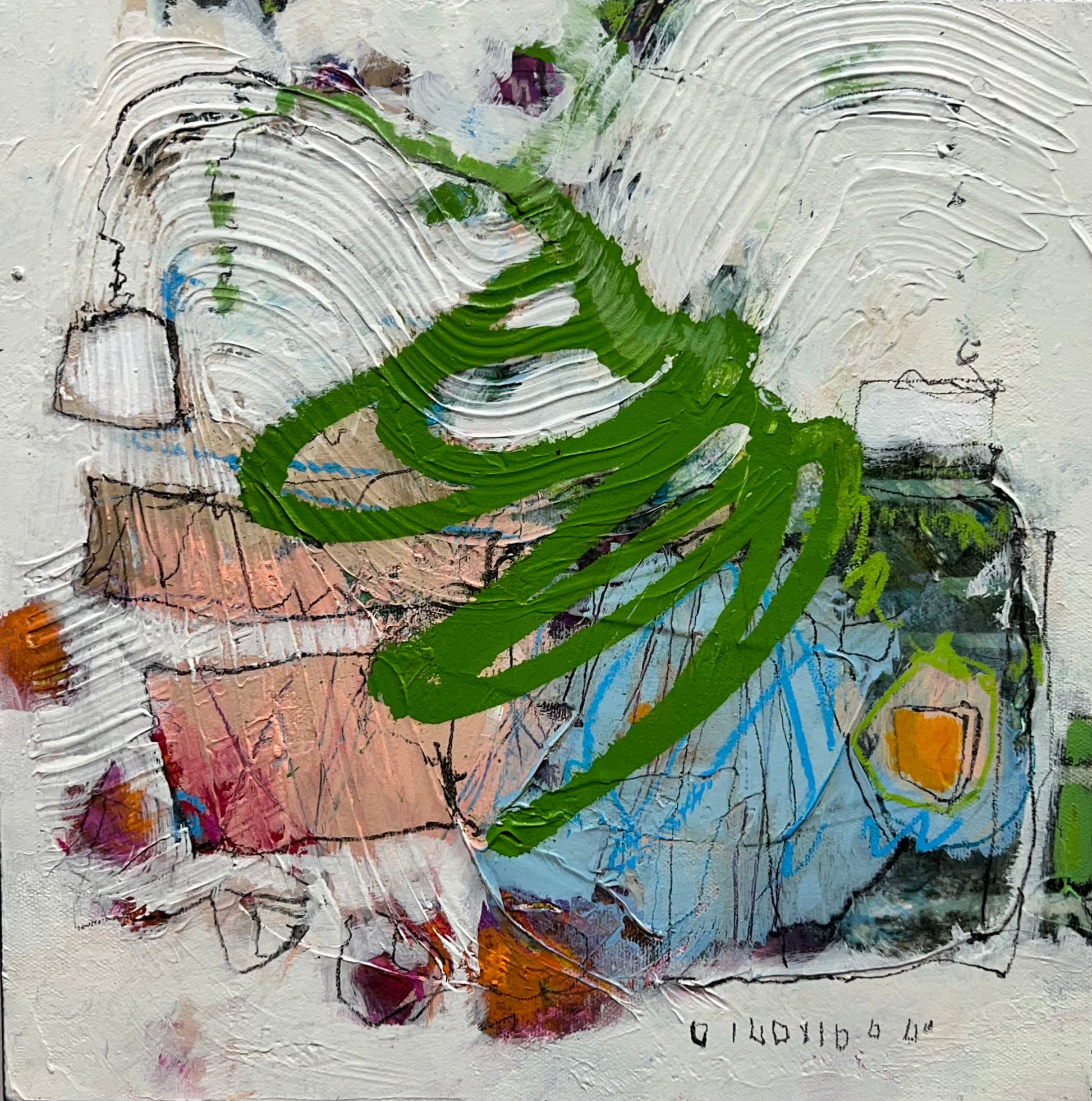 pink abstract painting 12x12 acrylic on canvas lori mirabelli abstract art toronto