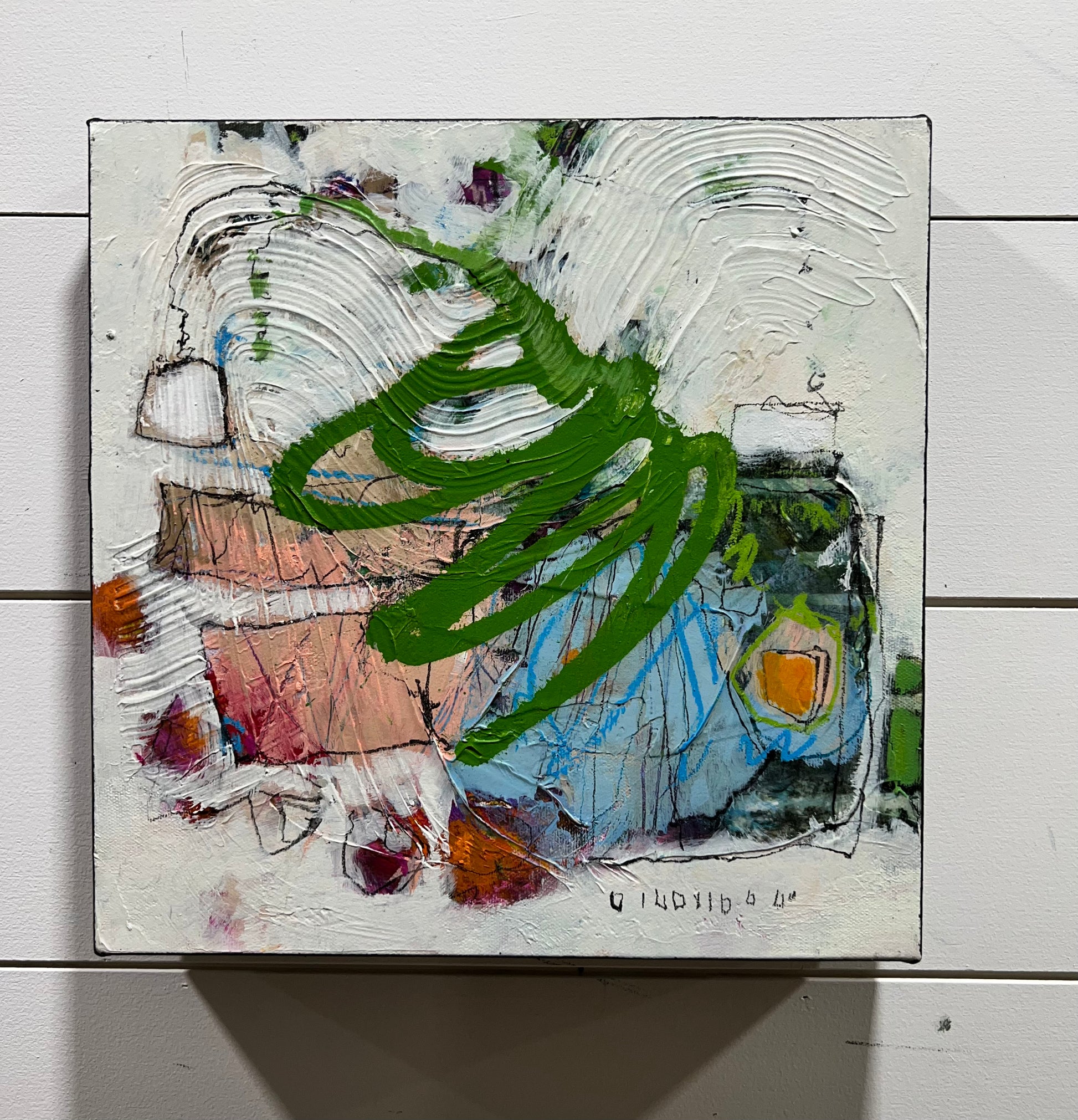 pink abstract painting 12x12 acrylic on canvas lori mirabelli abstract art toronto