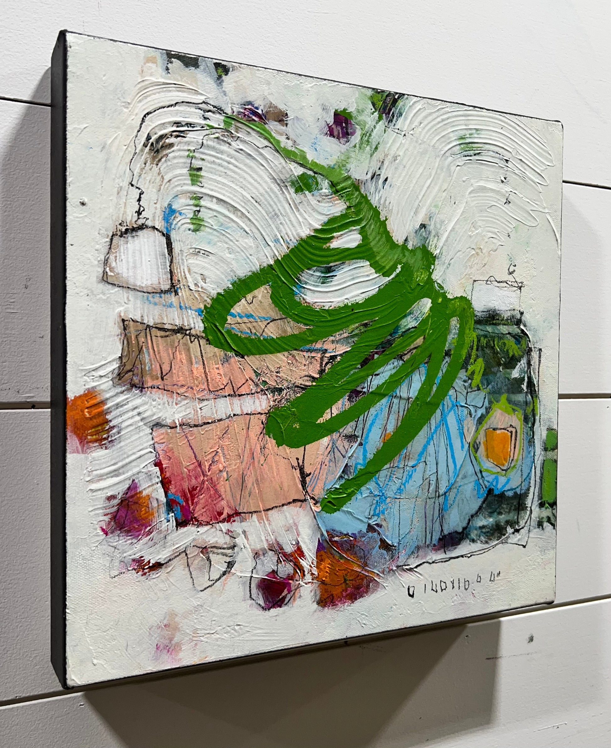 pink abstract painting 12x12 acrylic on canvas lori mirabelli abstract art toronto