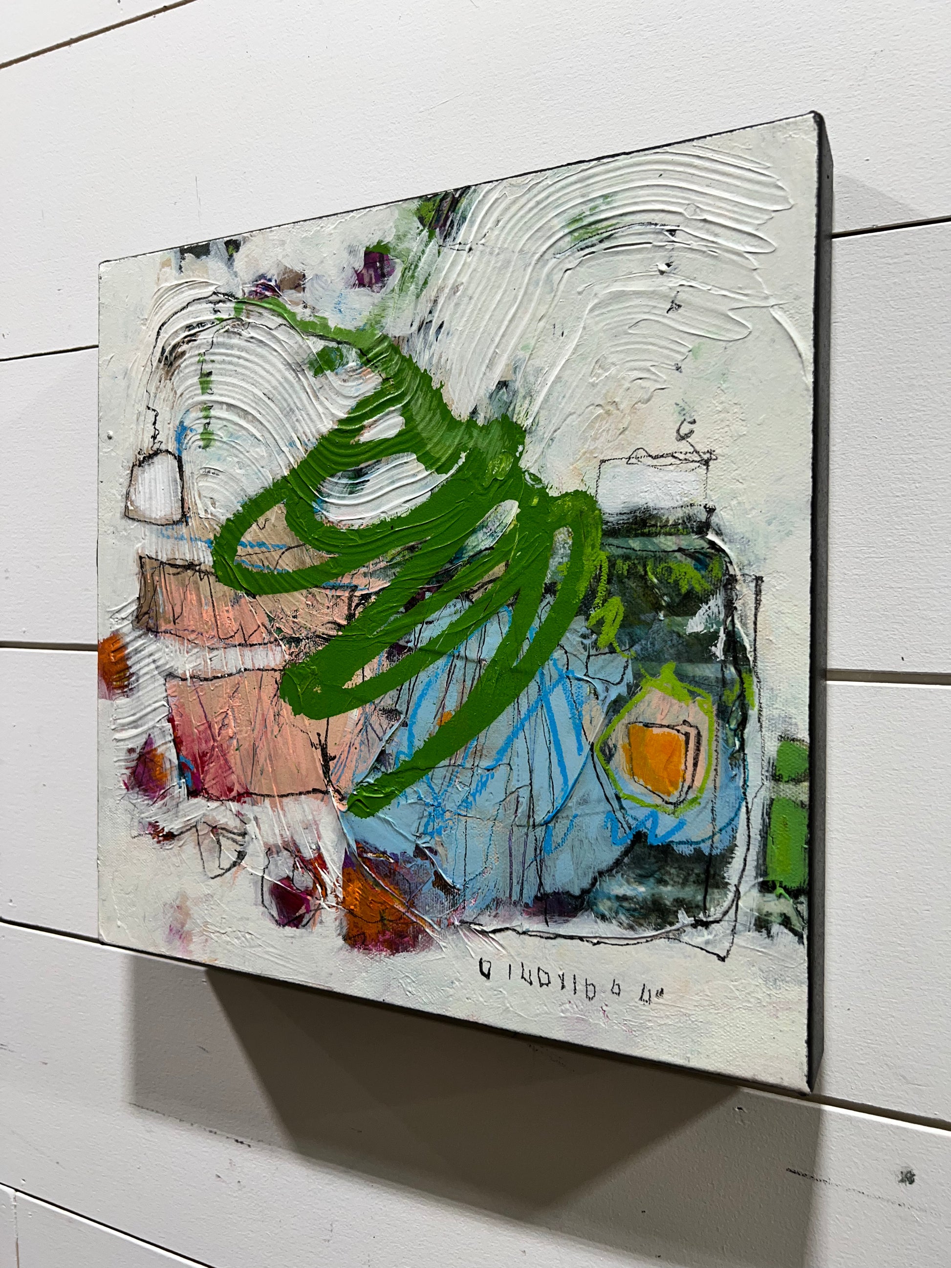 pink abstract painting 12x12 acrylic on canvas lori mirabelli abstract art toronto