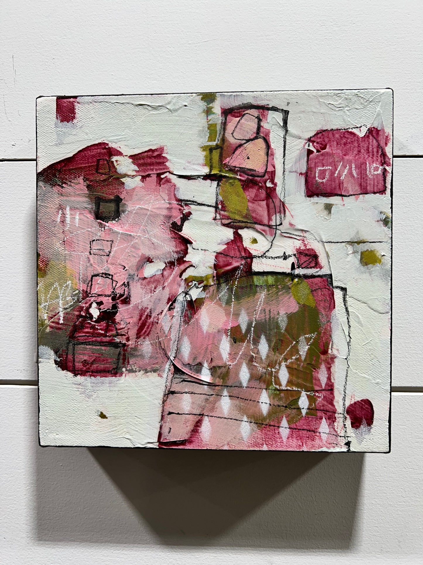 pink 8x8 abstract painting lori mirabelli