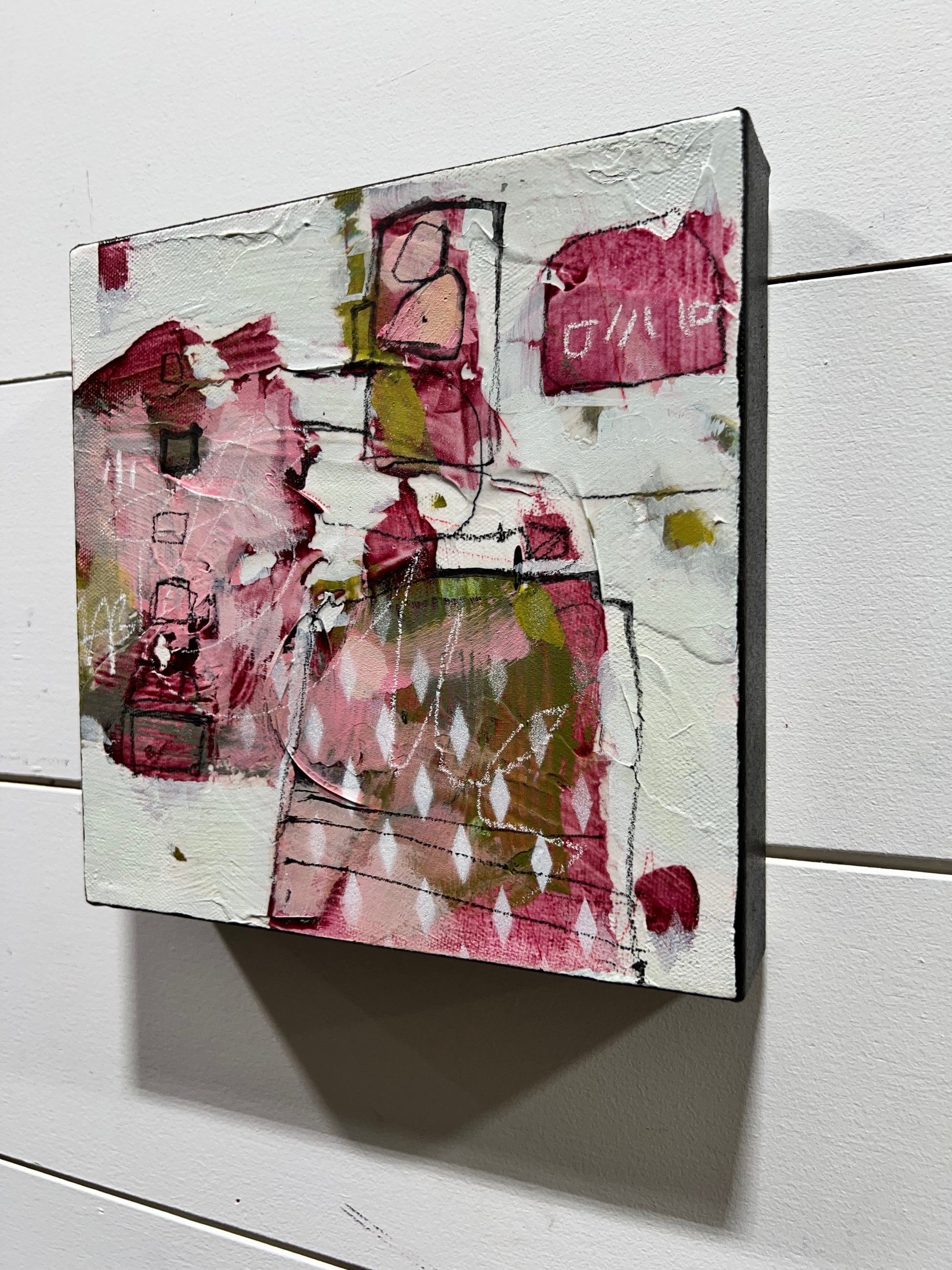 pink 8x8 abstract painting lori mirabelli