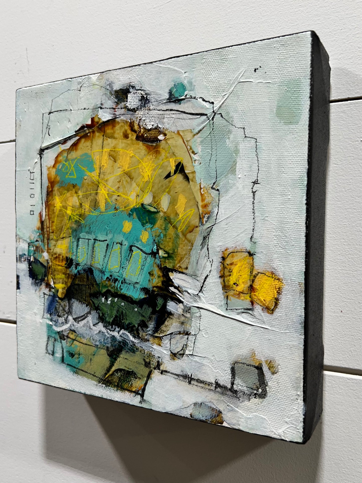 yellow abstract painting lori mirabelli 8x8