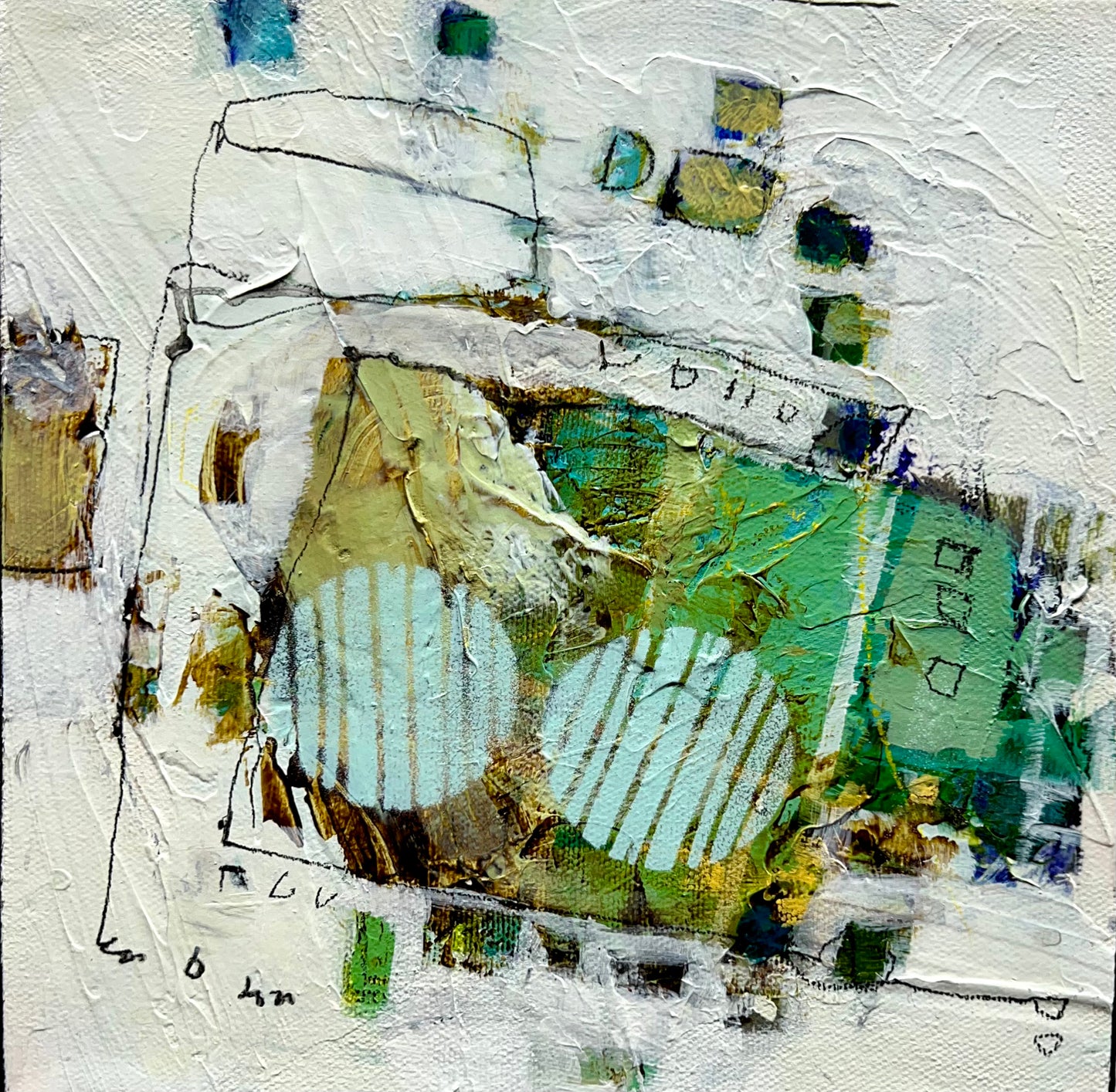 pink 8x8 abstract painting lori mirabelli