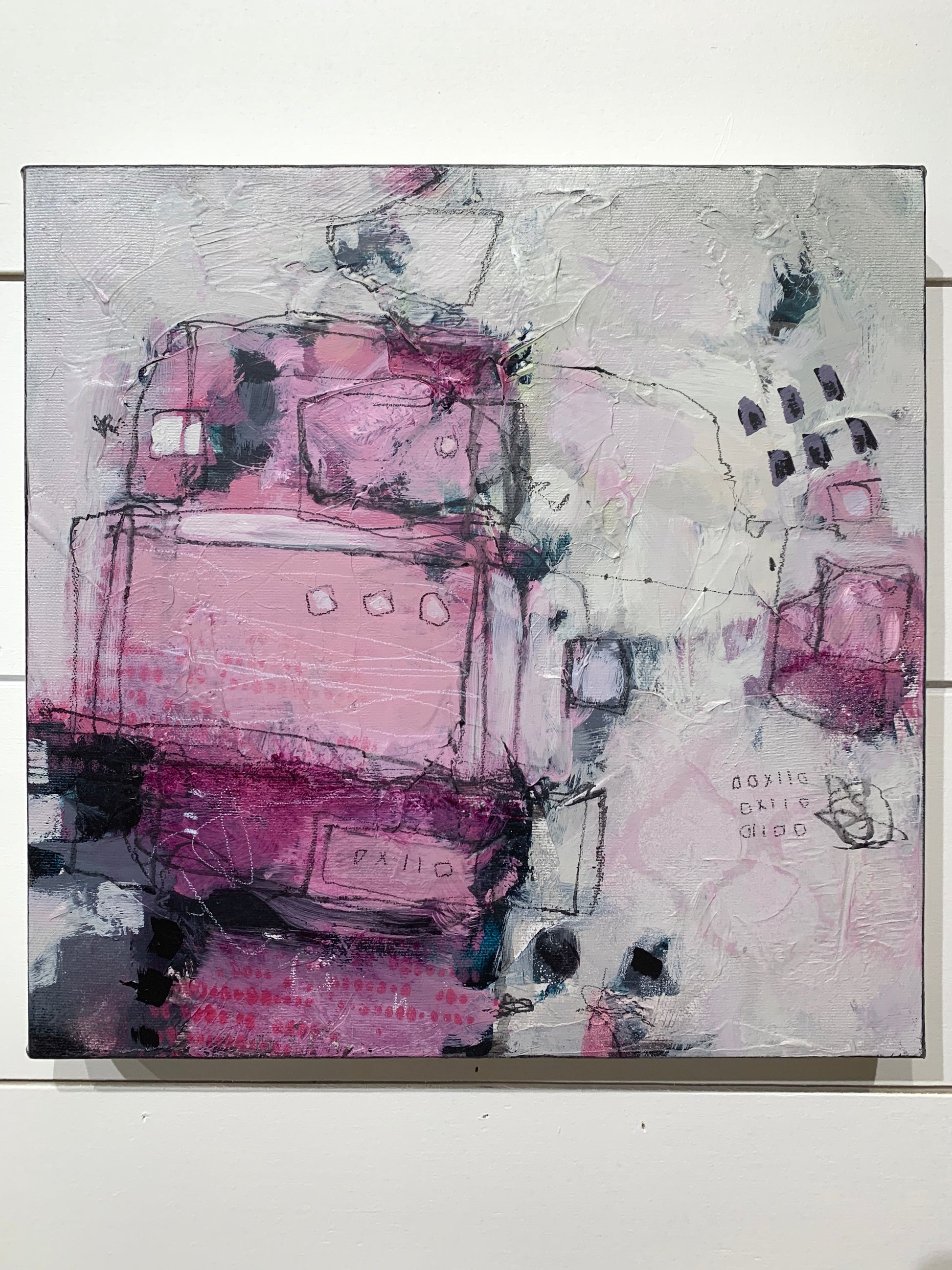 12x12 abstract painting by fine artist lori mirabellli