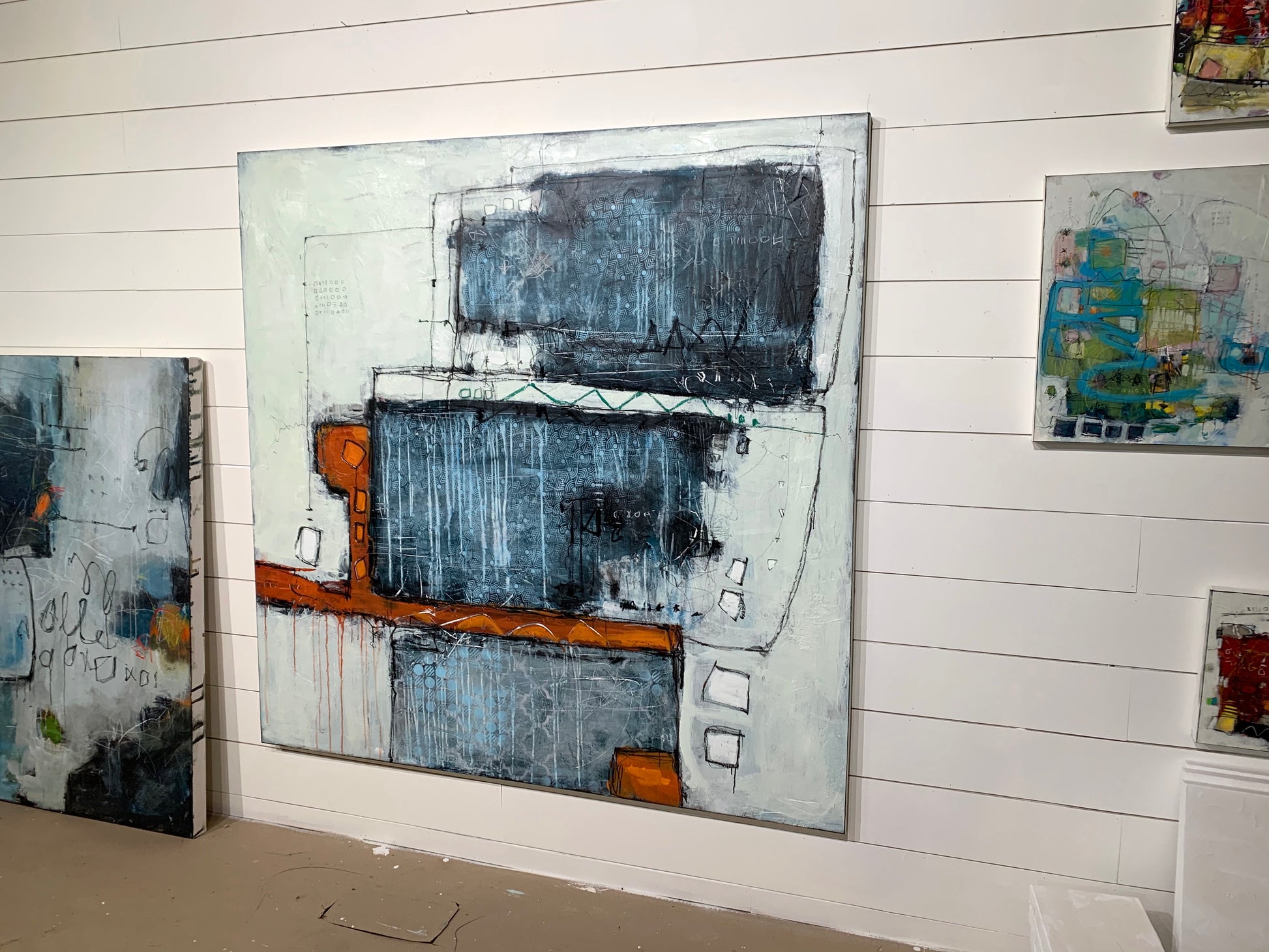 large abstract painting by fine artist lori mirabelli