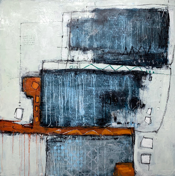 large abstract painting by fine artist lori mirabelli