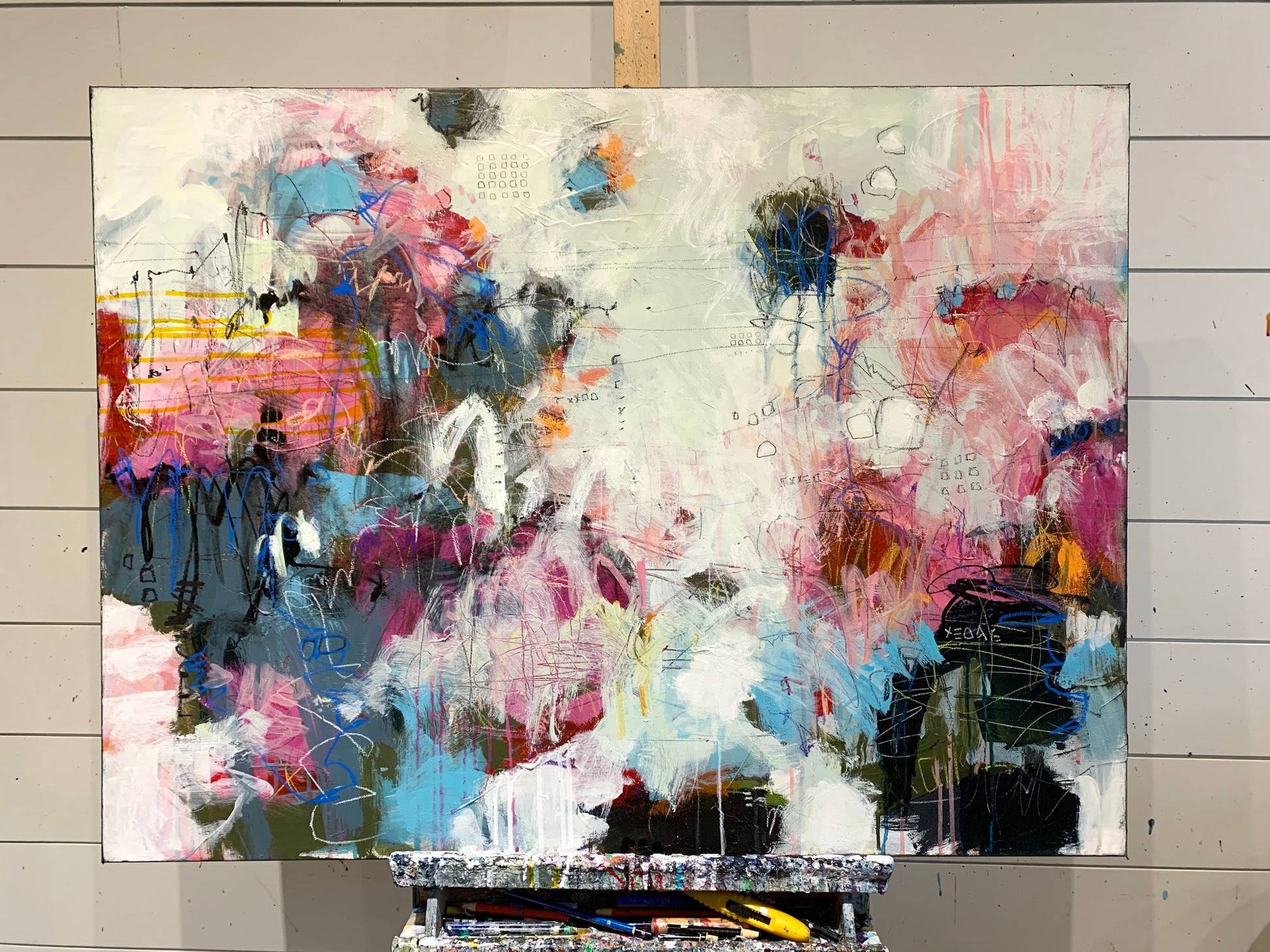 abstract art painting pink