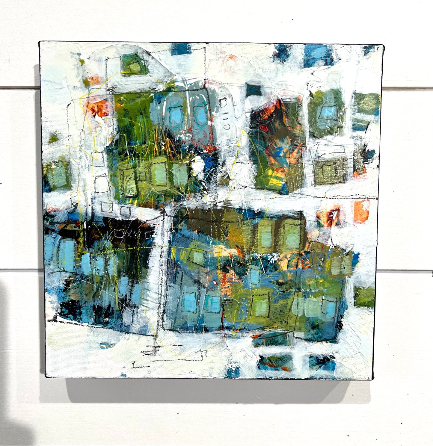 acrylic abstract painting by modern artist lori mirabelli