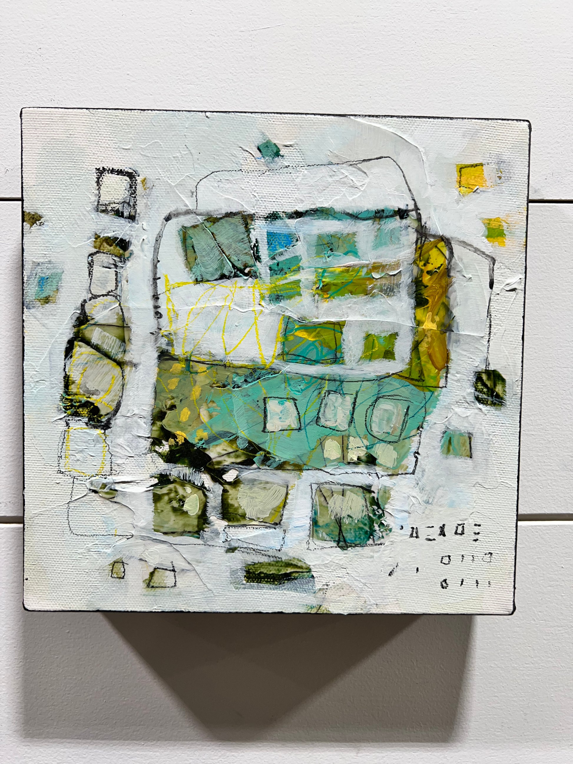 8x8 green and yellow abstract painting lori mirabelli toronto new york