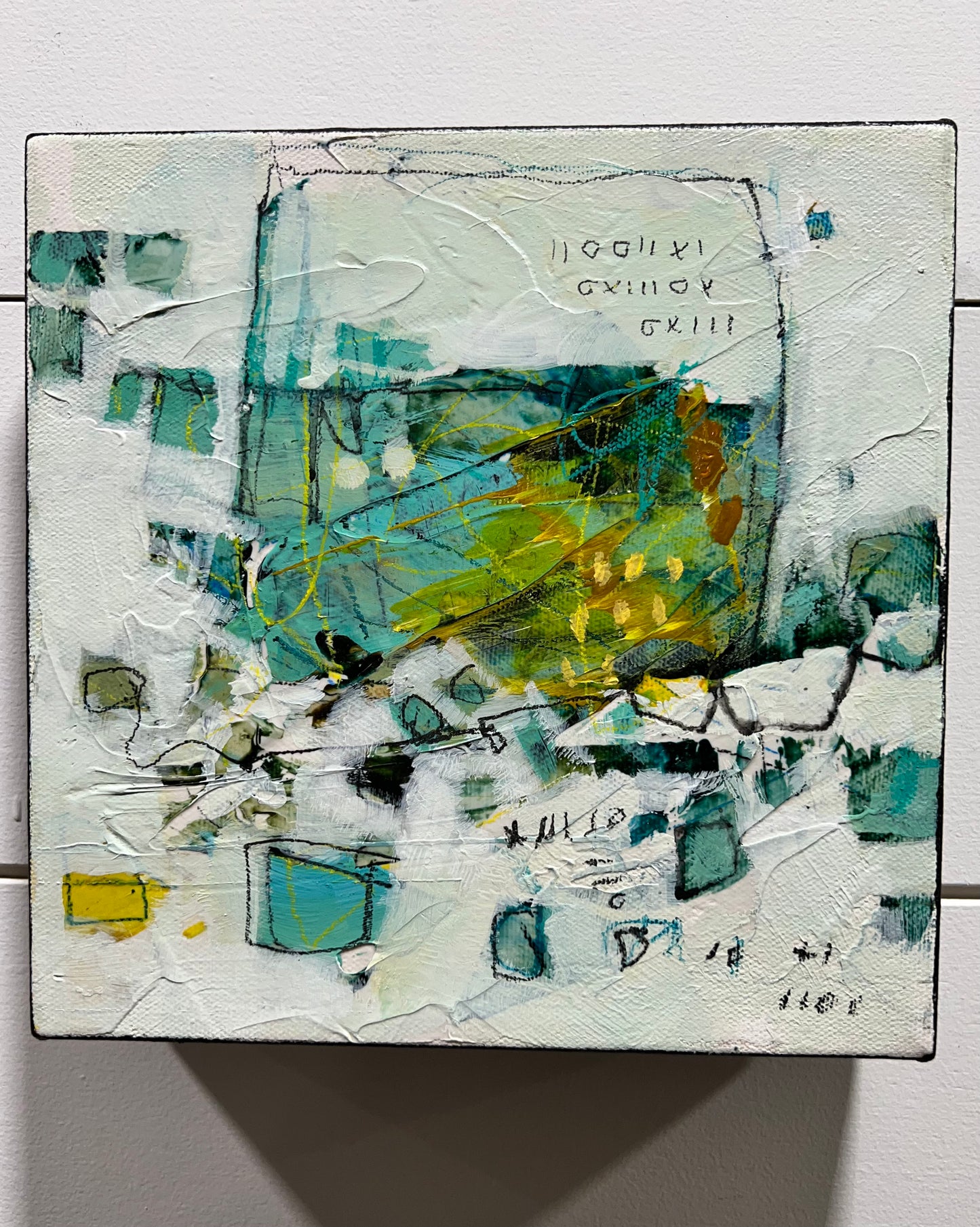 8x8 green and yellow abstract painting lori mirabelli toronto new york