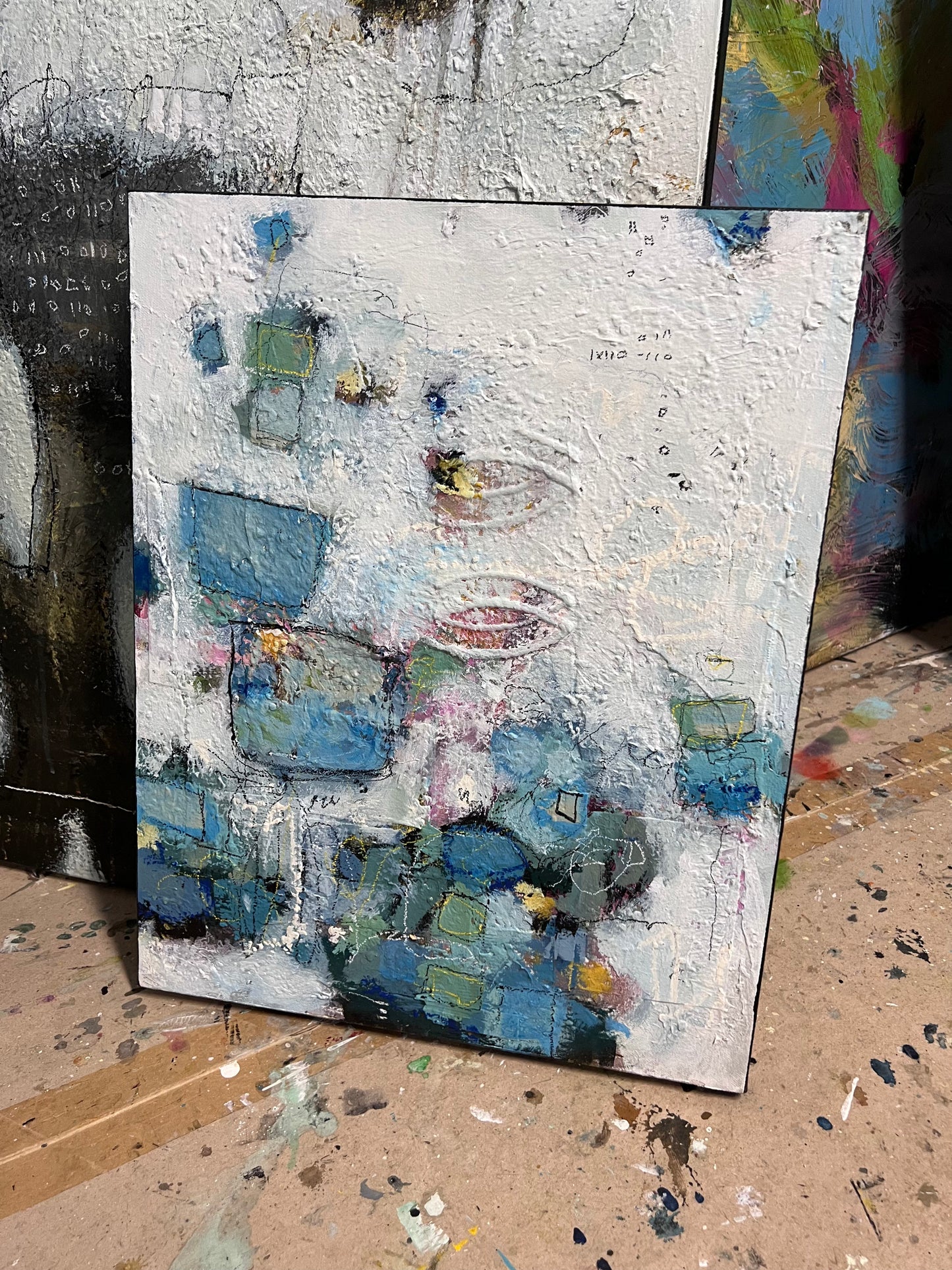 small blue abstract painting for sale toronto ottawa new york lori mirabelli