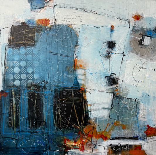 Abstract art painting blue lori mirabelli