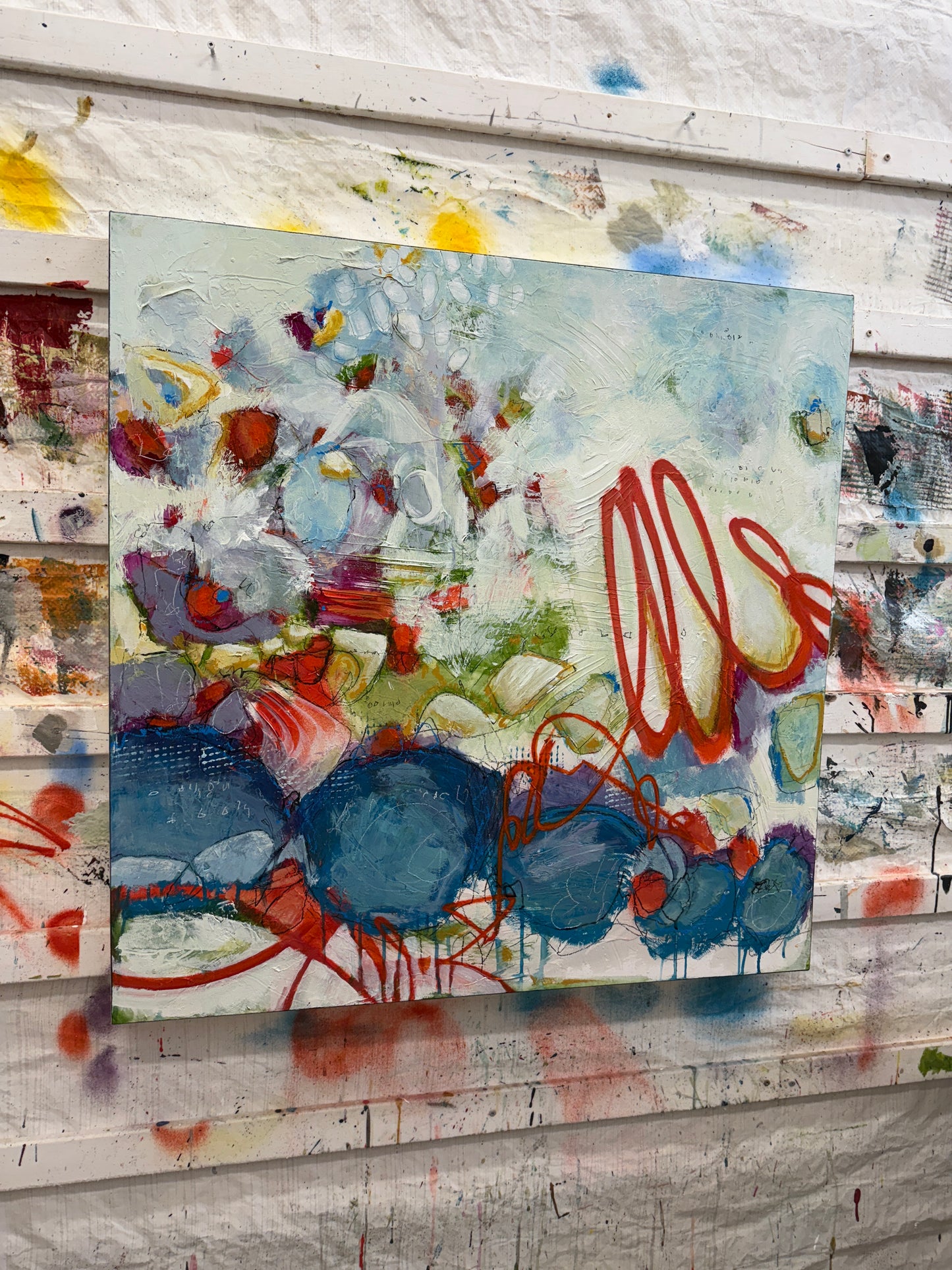 Abstract artwork with a mix of colors and textures Shop Canadian Artist Lori Mirabelli