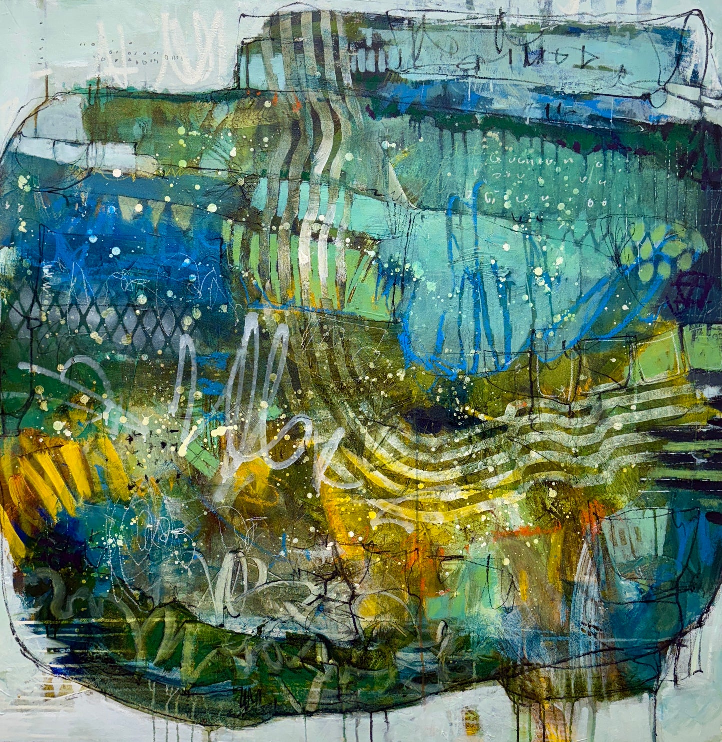 Abstract Painting | 48x48| Lakeside Dreams