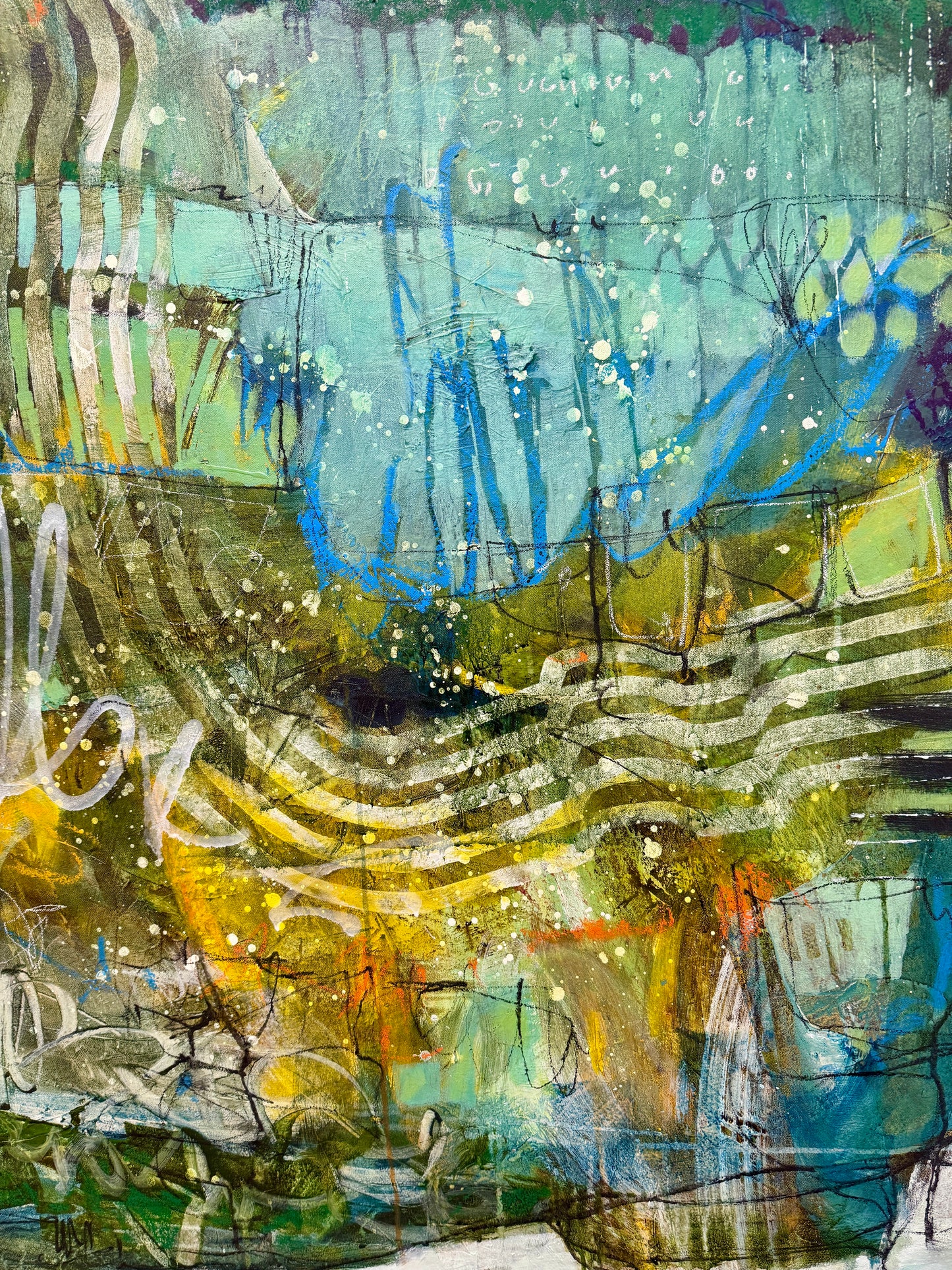 Abstract Painting | 48x48| Lakeside Dreams