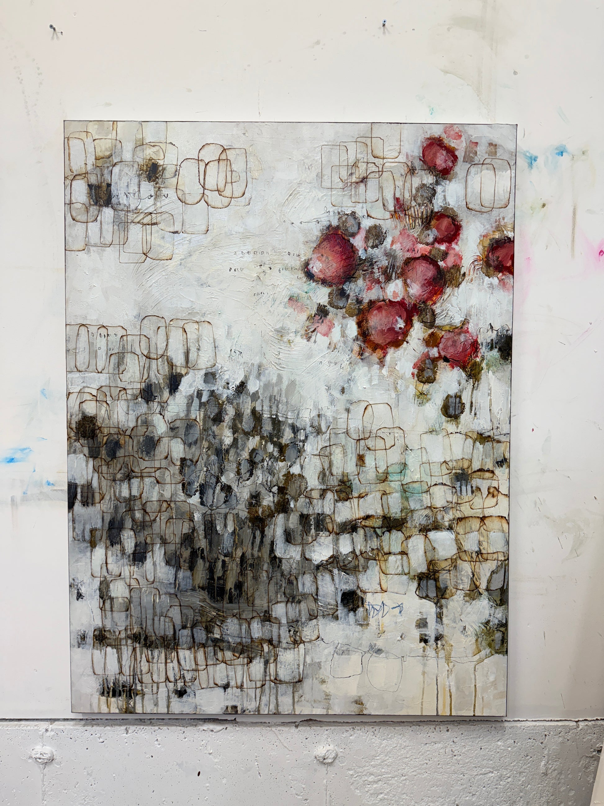 Abstract art piece on a white wall