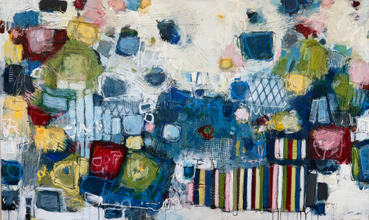 large colourful abstract painting lori irabelli