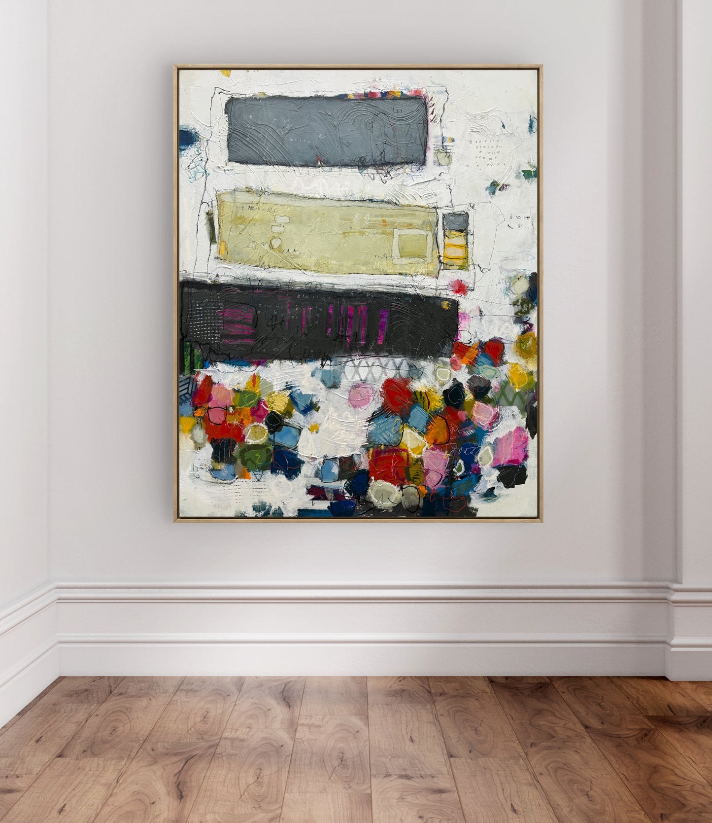 Large canadian abstract art for Sale Colorufl art Lori Mirabelli 40x32