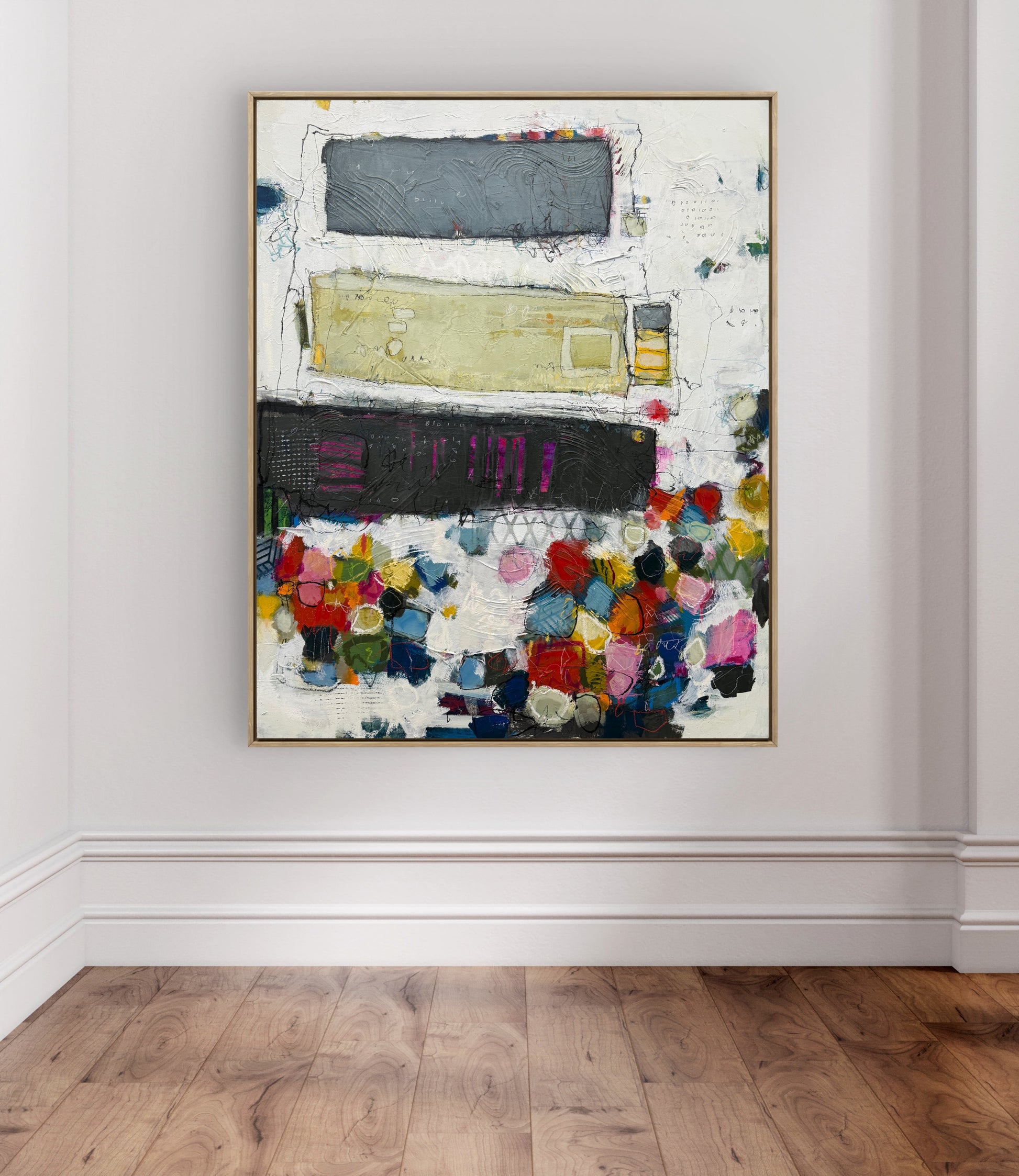 Large canadian abstract art for Sale Colorufl art Lori Mirabelli 40x32