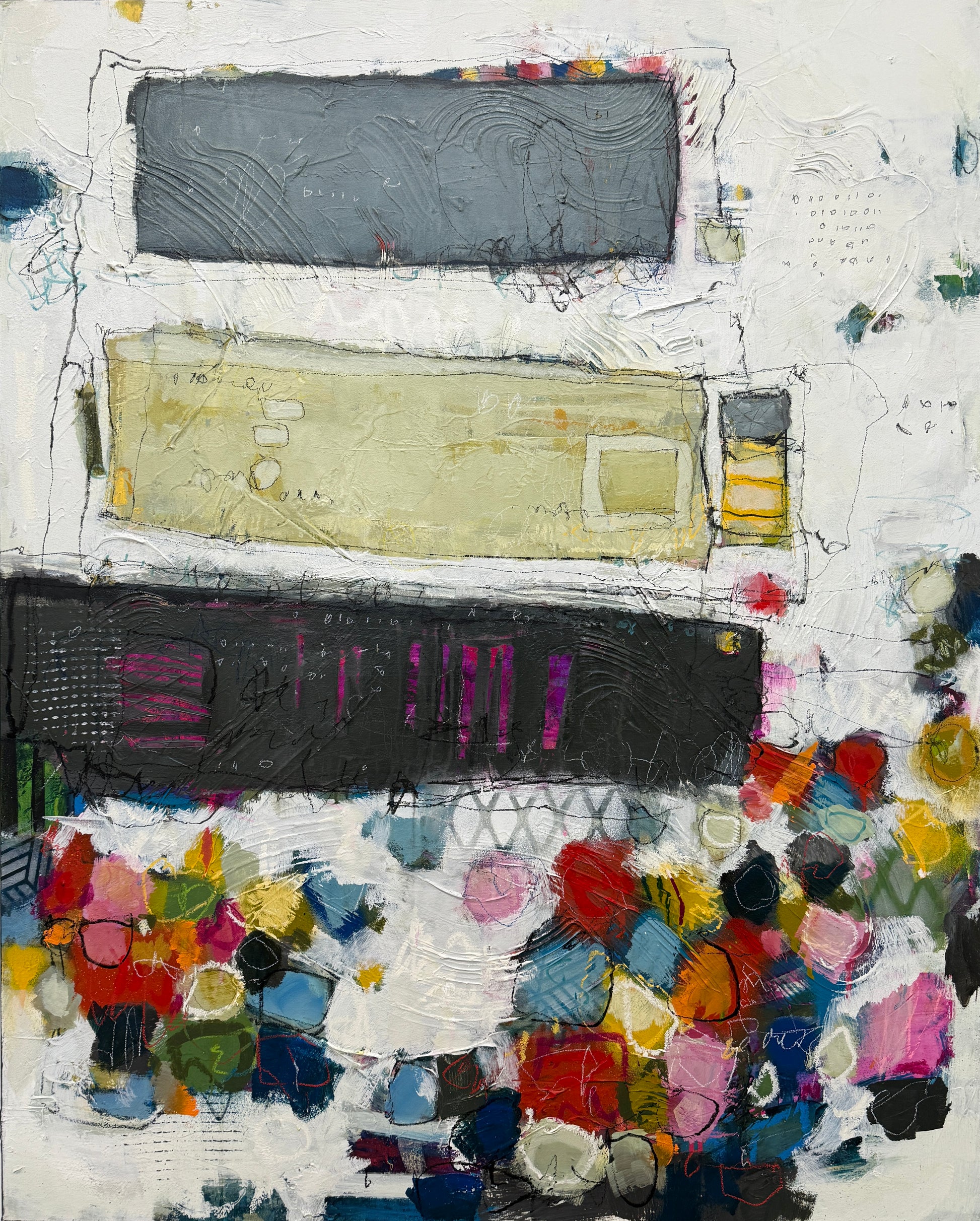 Large canadian abstract art for Sale Colorufl art Lori Mirabelli 40x32