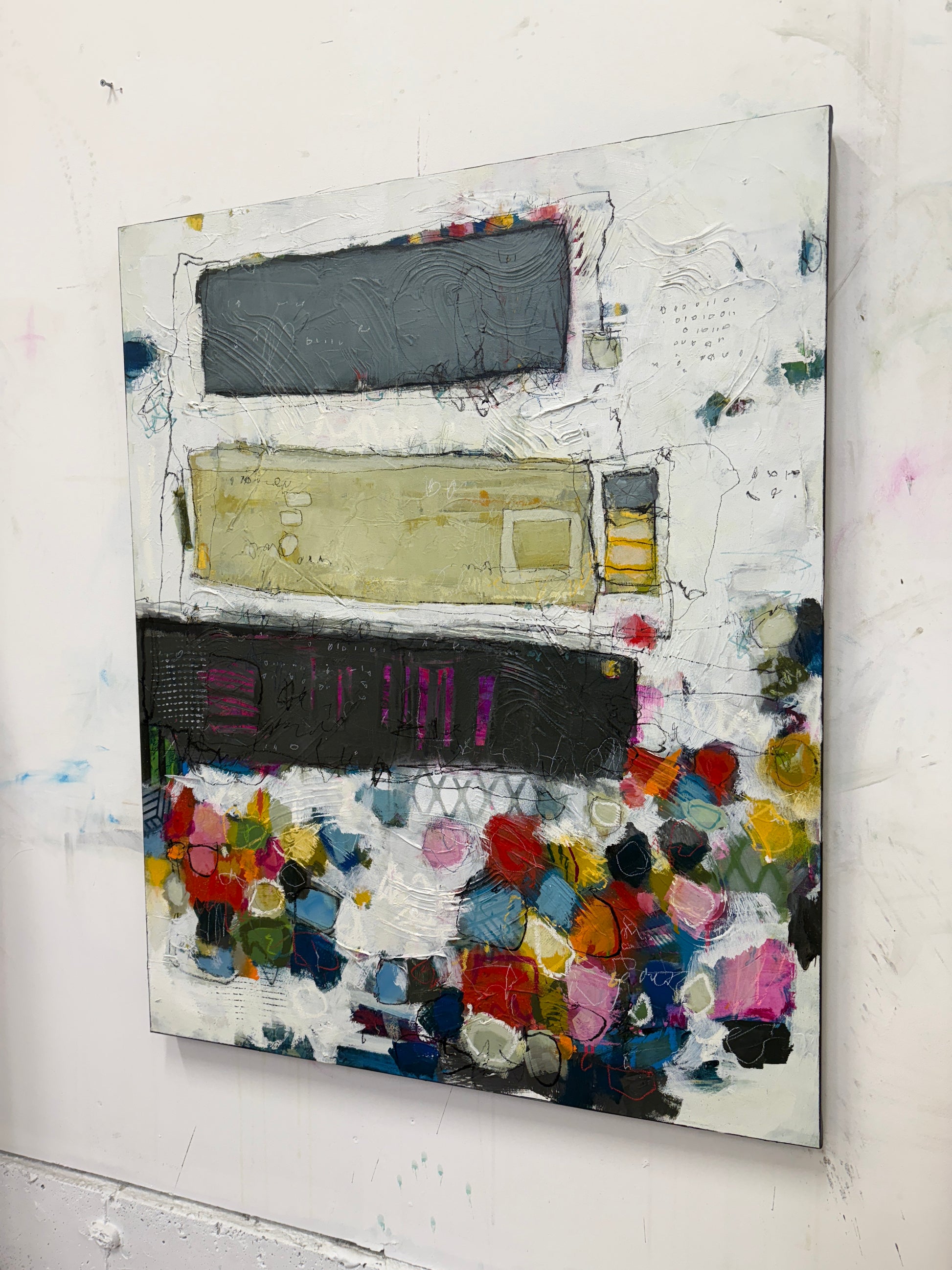 Large canadian abstract art for Sale Colorufl art Lori Mirabelli 40x32