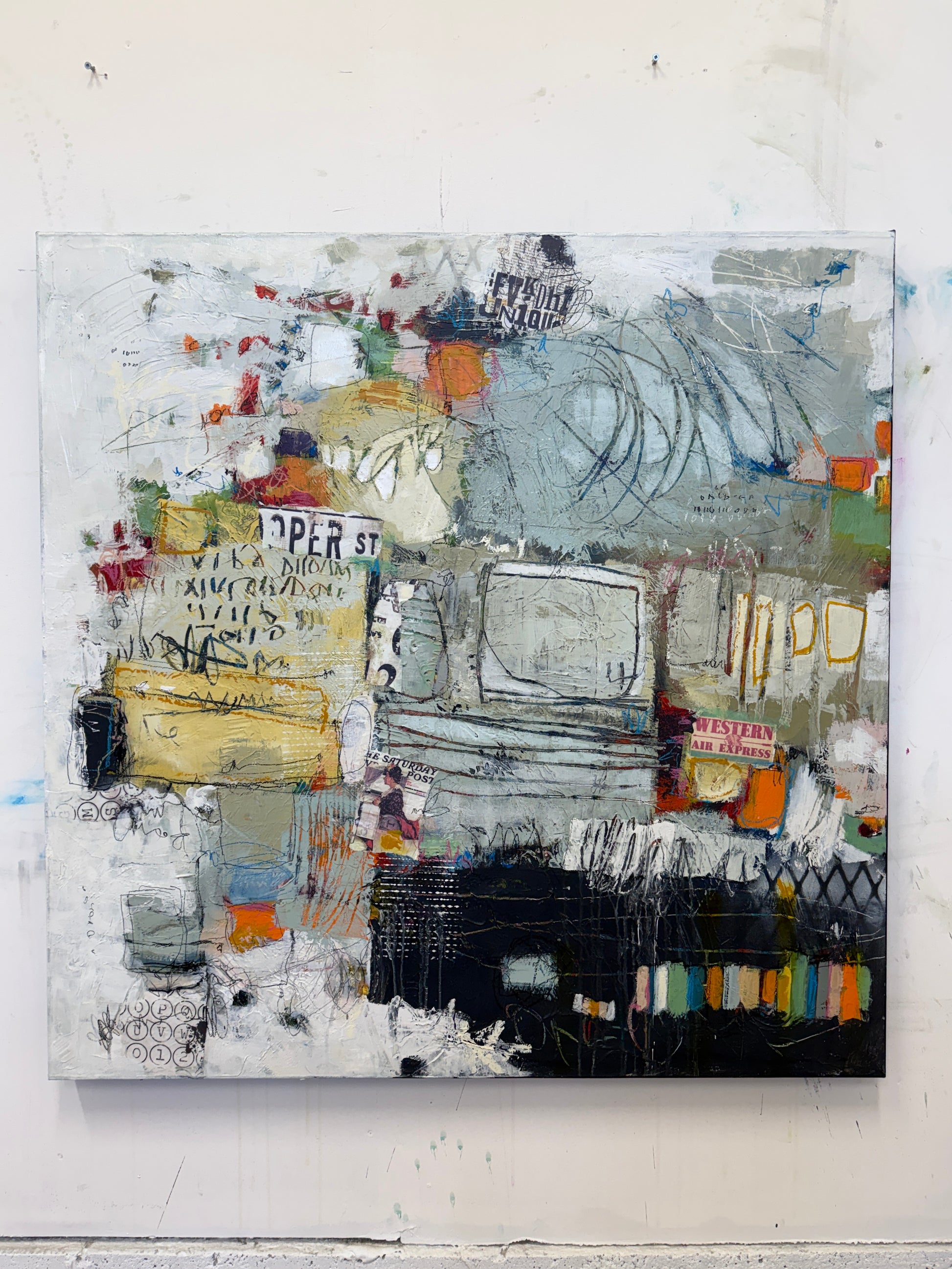 Abstract art piece on a white wall