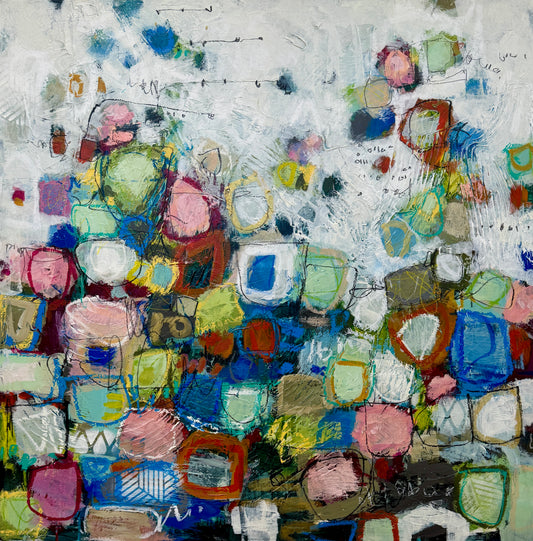 lori mirabelli colourful abstract art 36x36 for sale