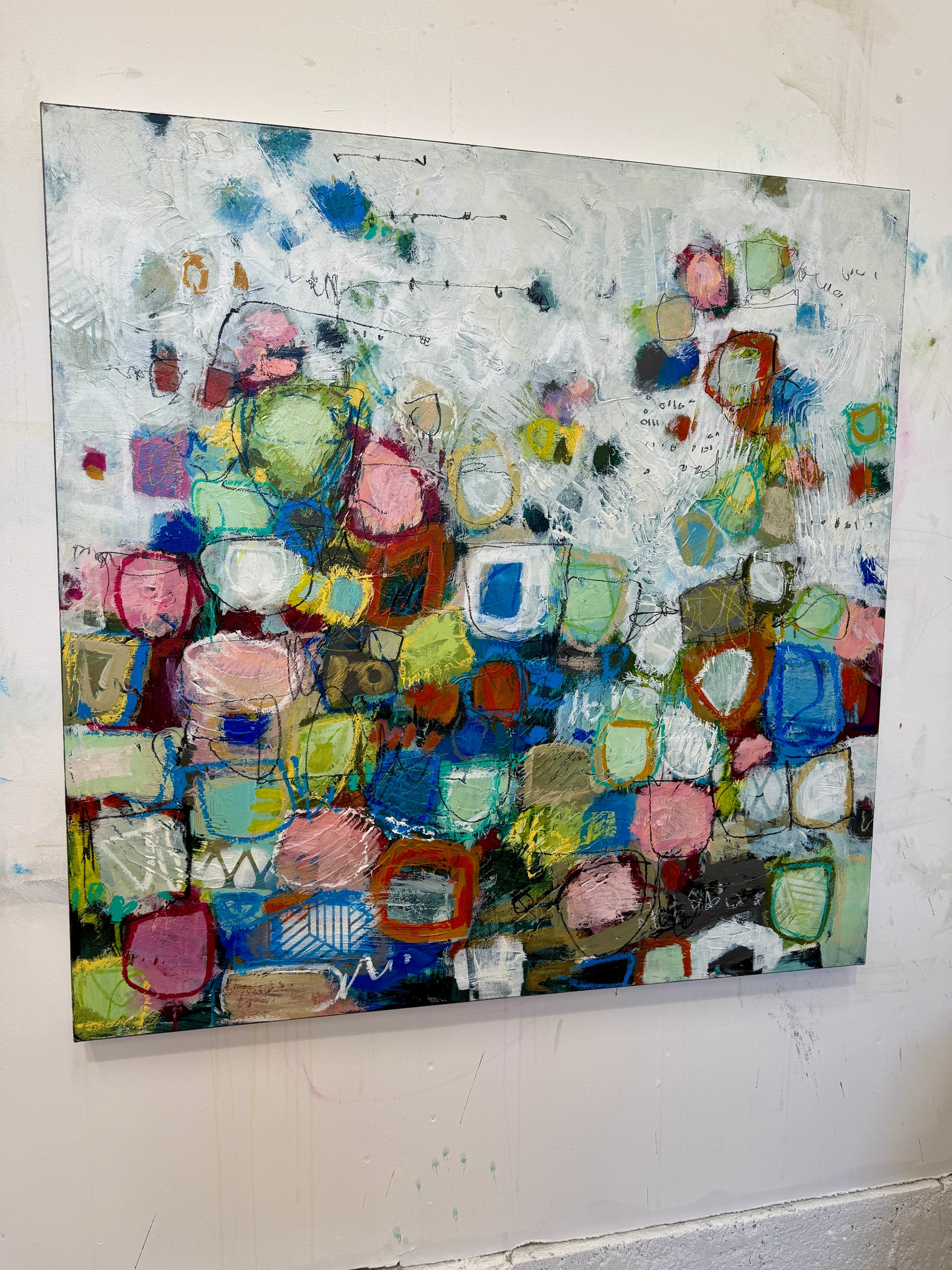 lori mirabelli colourful abstract art 36x36 for sale