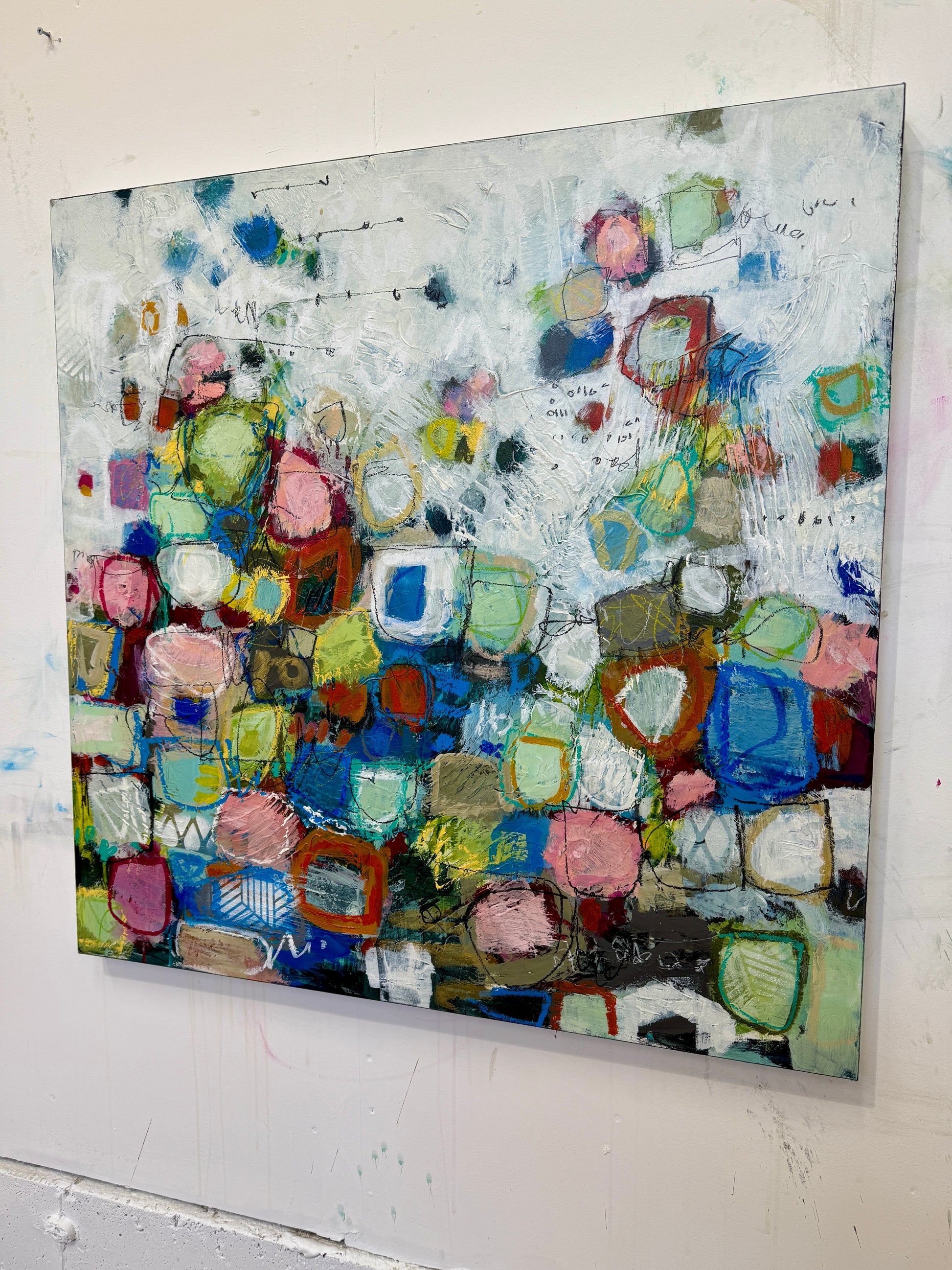 lori mirabelli colourful abstract art 36x36 for sale