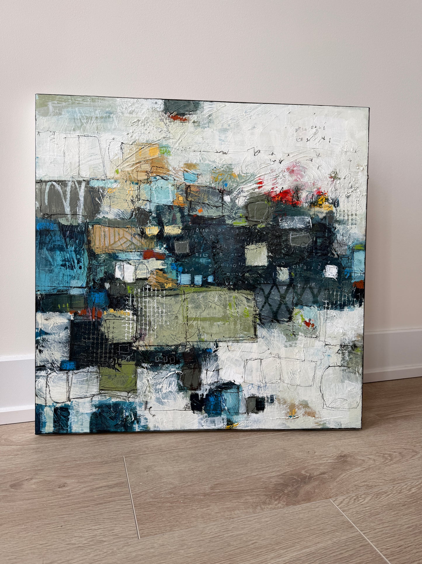 Weathering Time contemporary abstract painting 24 x 24 original acrylic artwork by Lori Mirabelli
