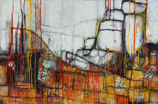 orange yellow abstract painting toronto lori mirabelli