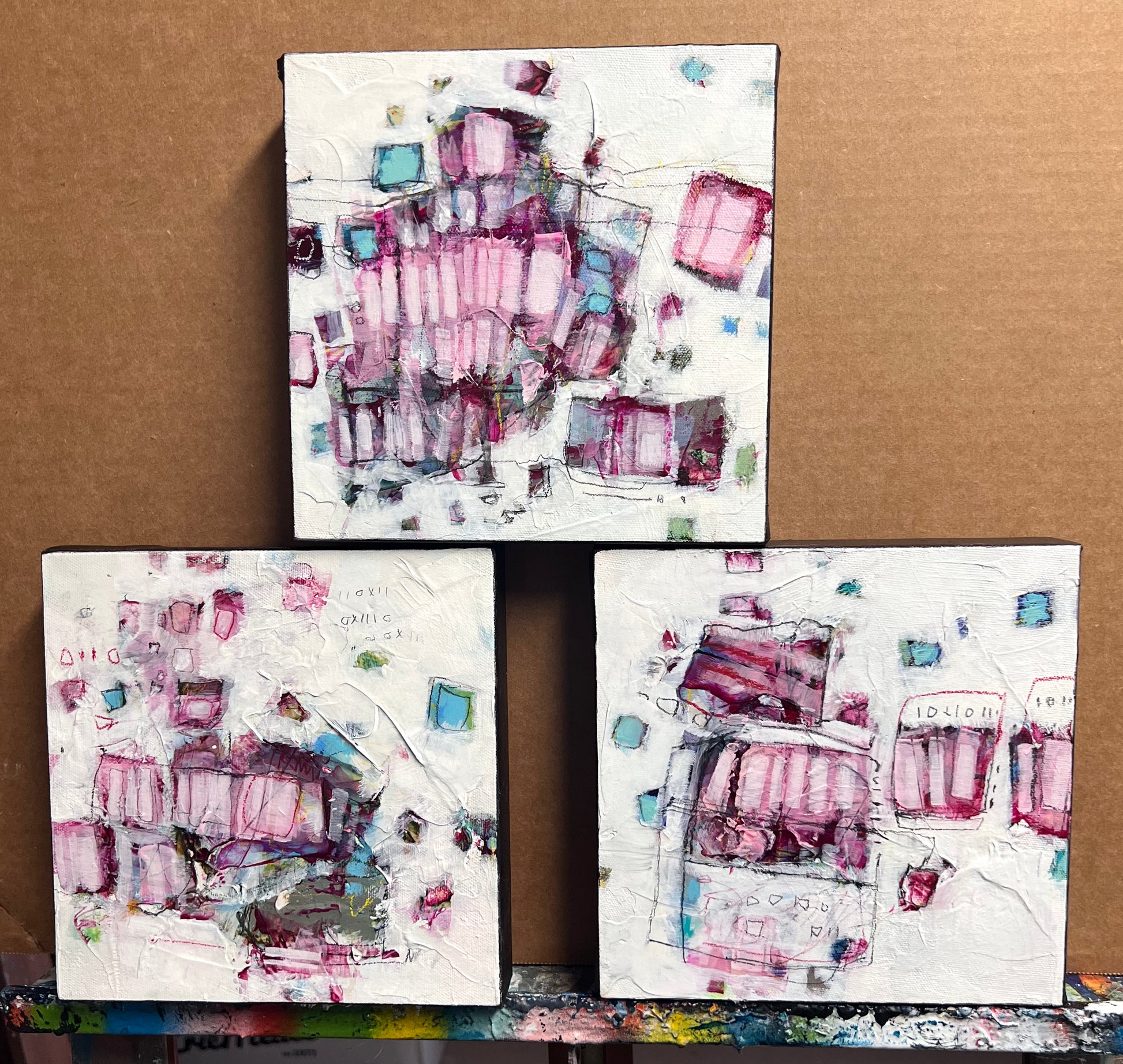 pink acrylic paintings for sale lori mirabelli
