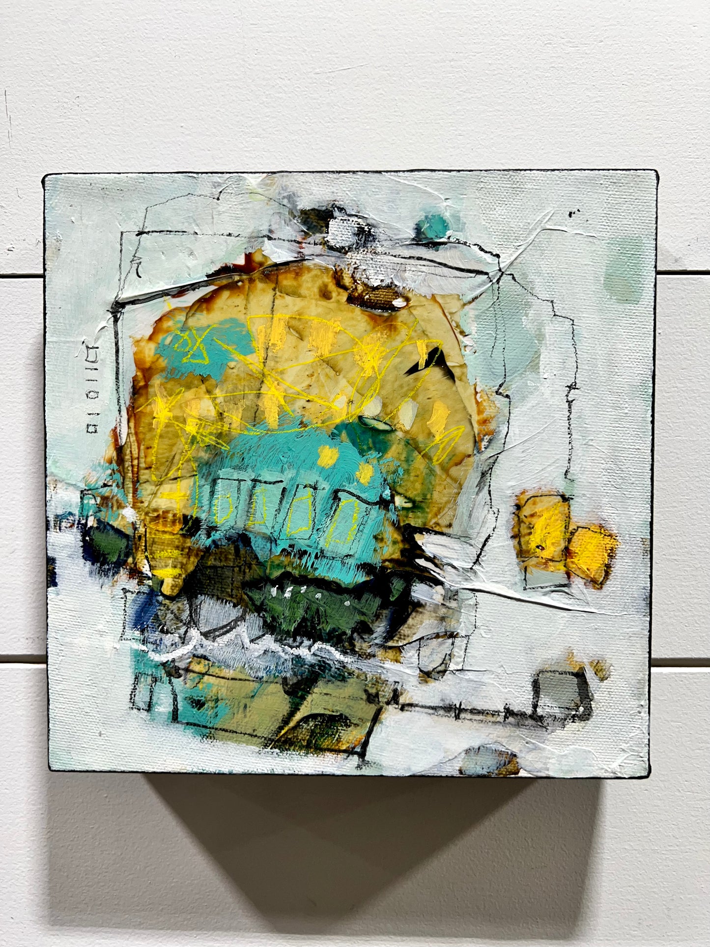 yellow abstract painting lori mirabelli 8x8