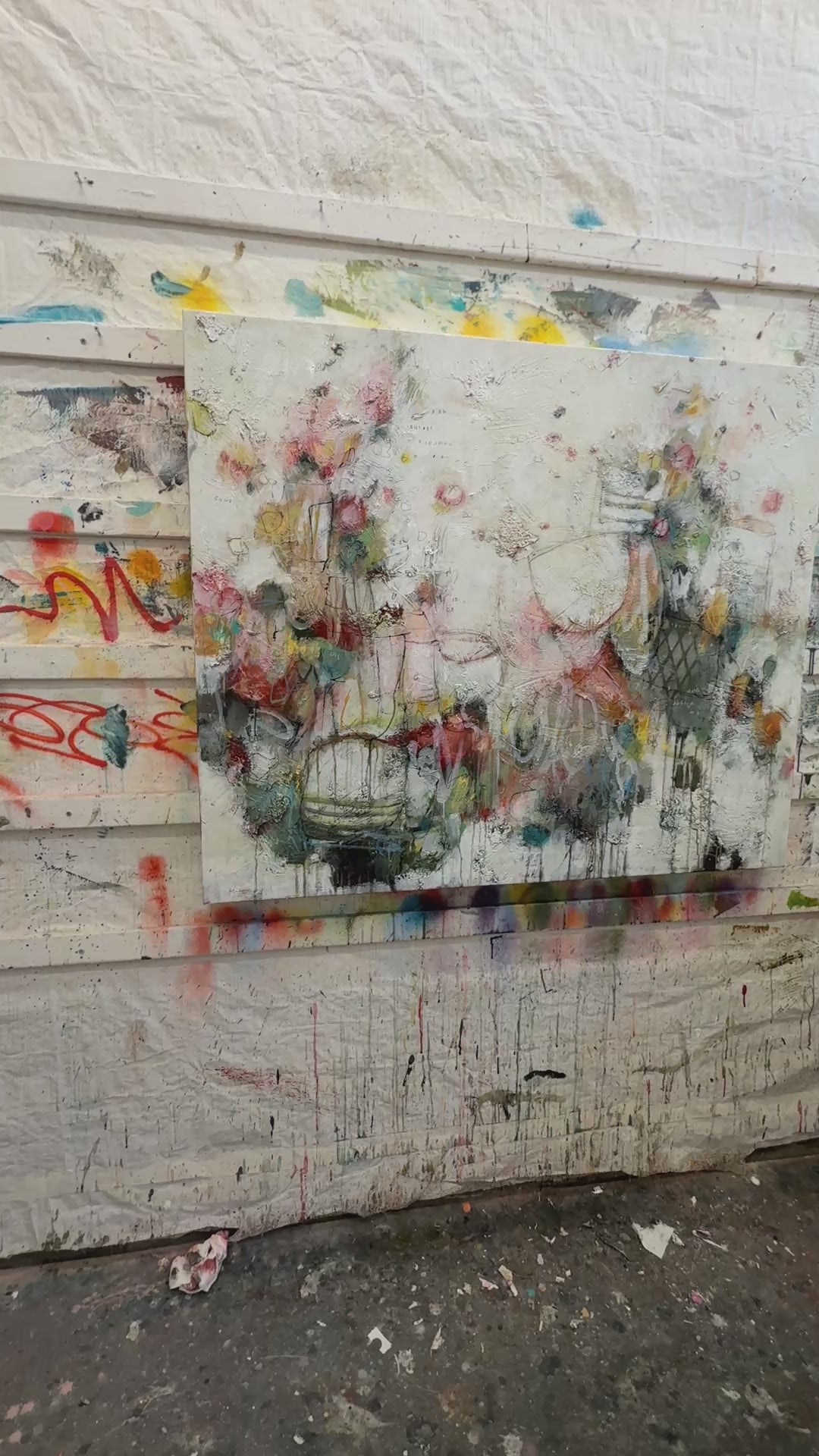 Large colourful abstracted floral painting - Lori Mirabelli
