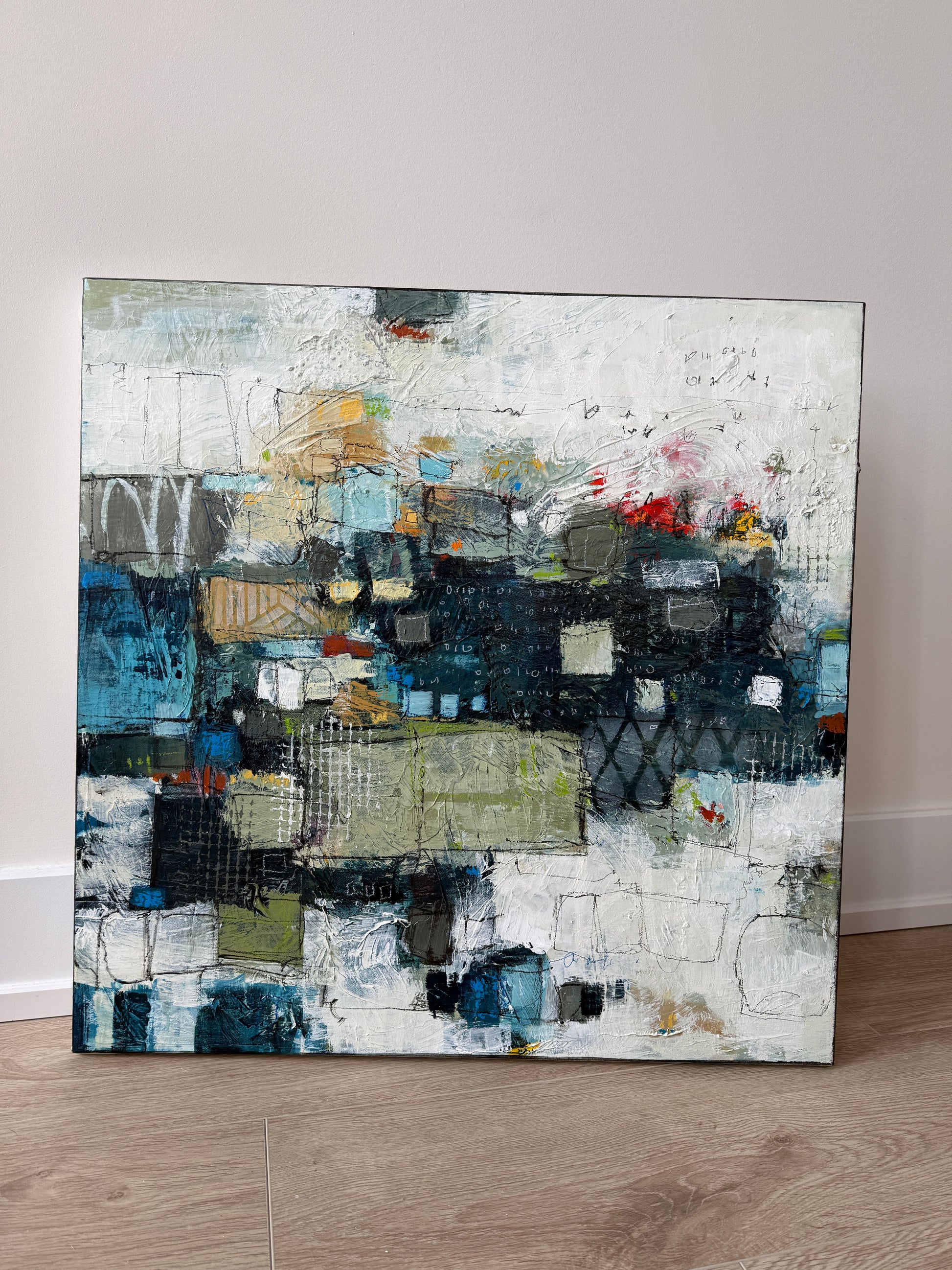 Weathering Time abstract painting texture detail acrylic on canvas by Lori Mirabelli
