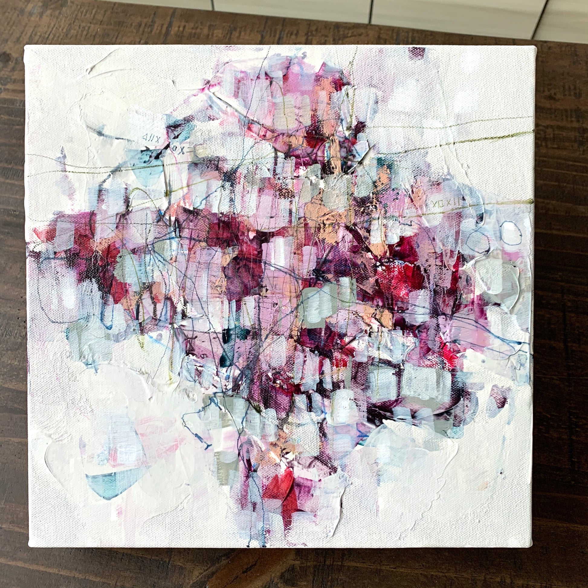 pink abstract art painting