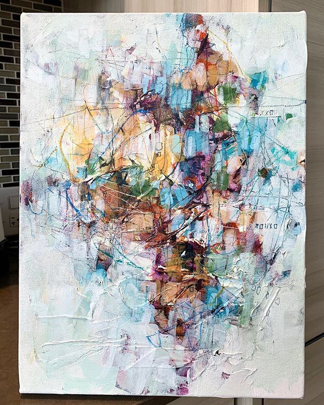 abstract artist painting on canvas