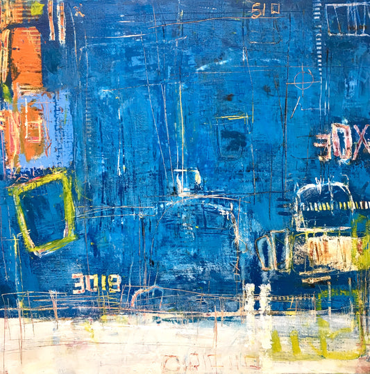 blue abstract art painting